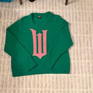 Women's Wicked Green Sweater with Pink Accent